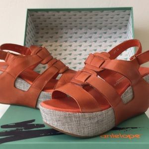 Antelope platform sandals.Euro size 38 fit size 7. Gorgeous soft leather.